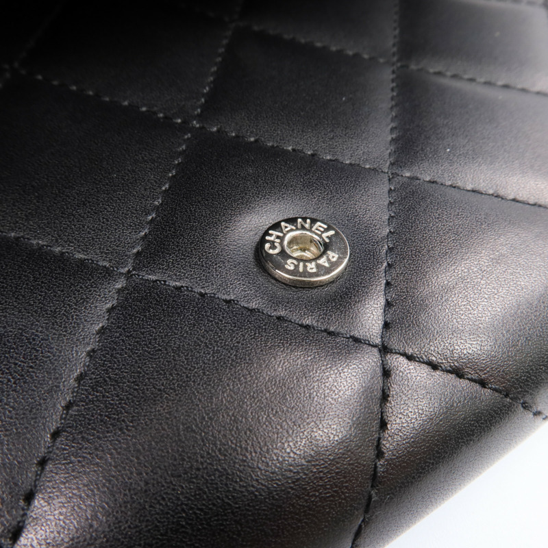 CHANEL 牛皮皮革Cambon Long Wallet銀扣長錢包-12