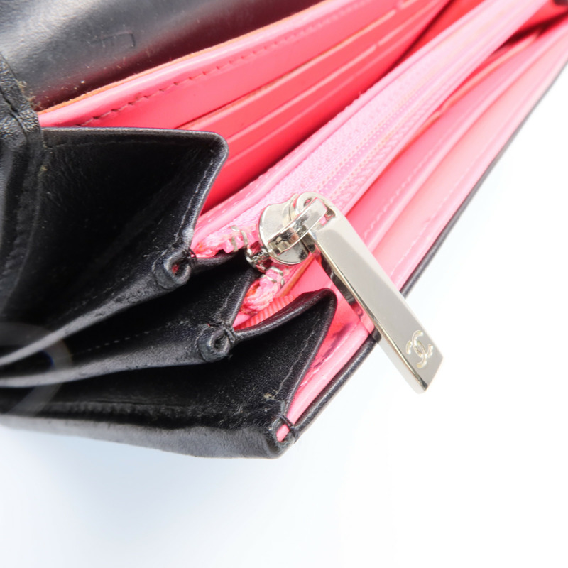 CHANEL 牛皮皮革Cambon Long Wallet銀扣長錢包-13