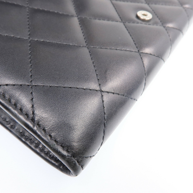 CHANEL 牛皮皮革Cambon Long Wallet銀扣長錢包-15