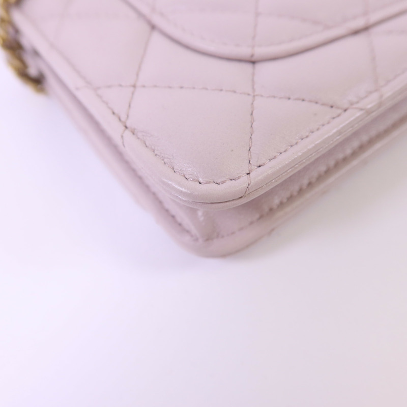 CHANEL 羊皮皮革WOC Wallet On Chain金扣鏈帶肩背袋-15