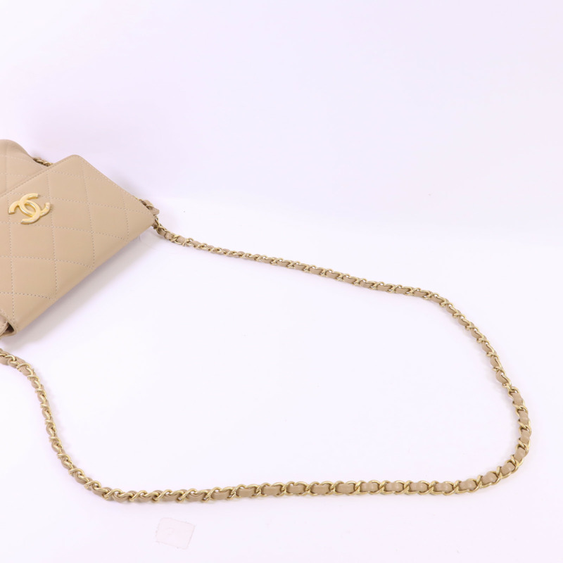 CHANEL 牛皮皮革Chain Shoulder Bag金扣鏈帶肩背袋-8