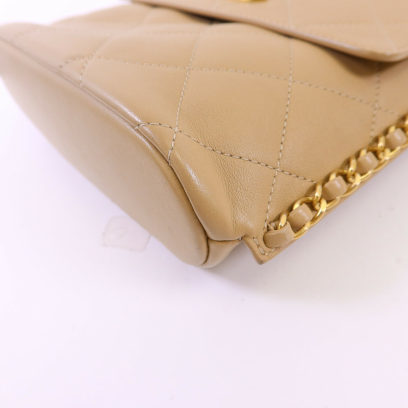 CHANEL 牛皮皮革Chain Shoulder Bag金扣鏈帶肩背袋-13