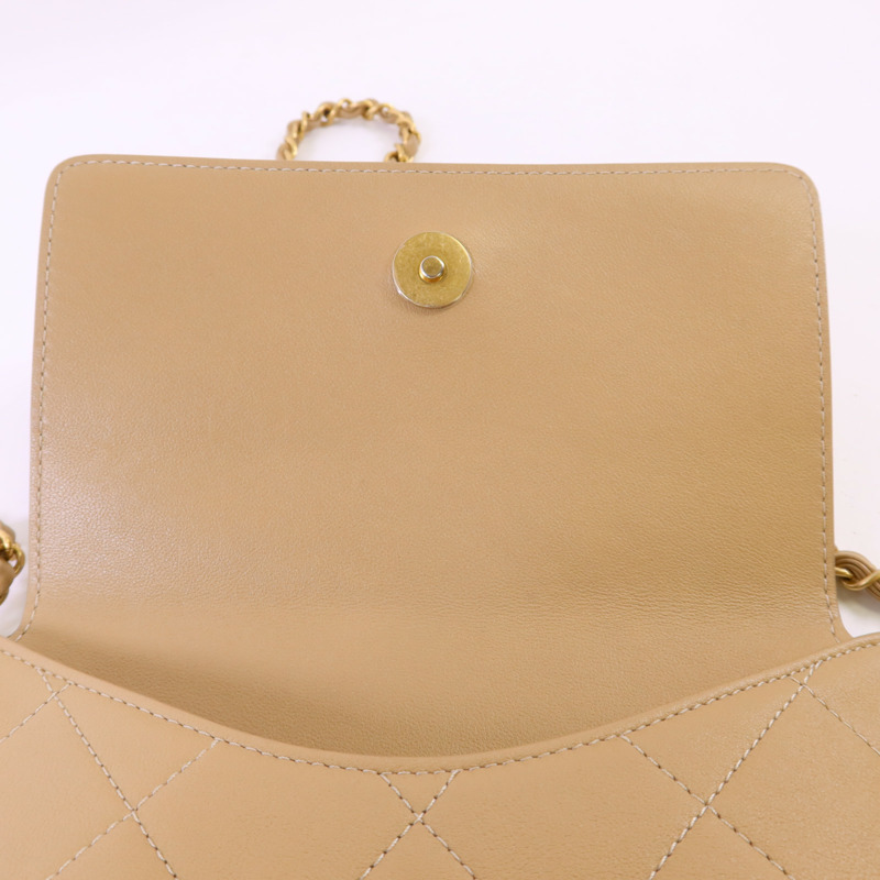 CHANEL 牛皮皮革Chain Shoulder Bag金扣鏈帶肩背袋-19