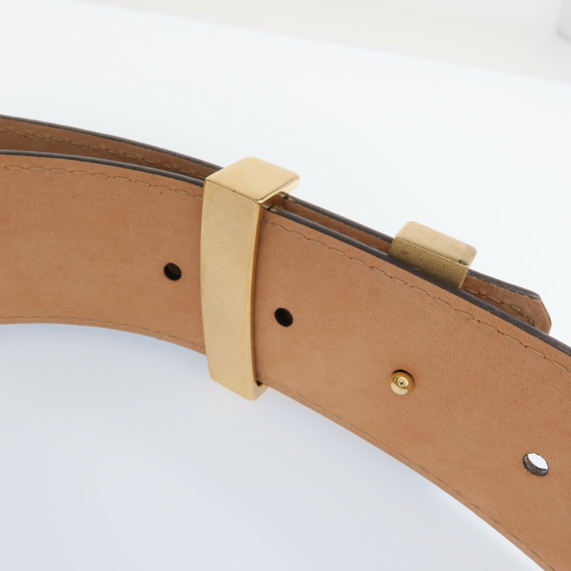 LOUIS VUITTON Monogram Belt金扣皮帶-4