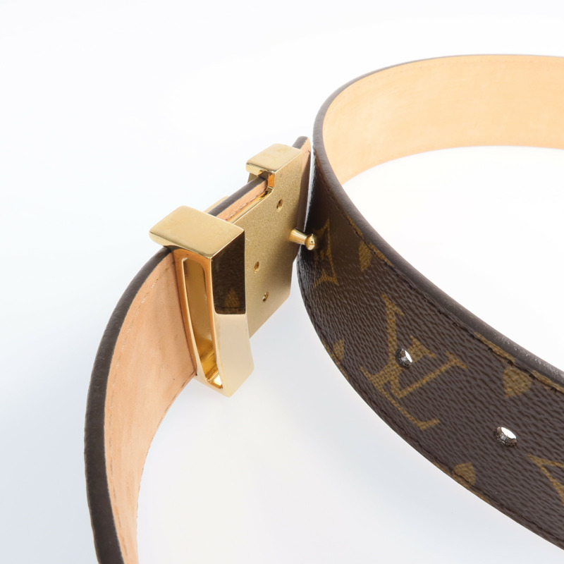 LOUIS VUITTON Monogram Belt金扣皮帶-5