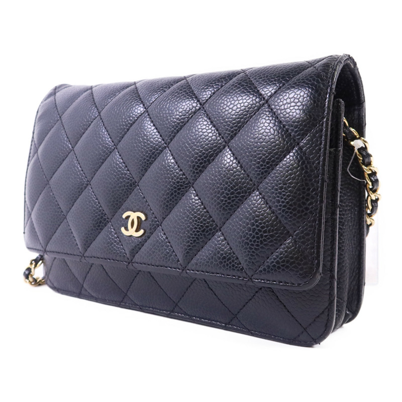 CHANEL 牛皮皮革WOC Wallet On Chain金扣鏈帶肩背袋-2