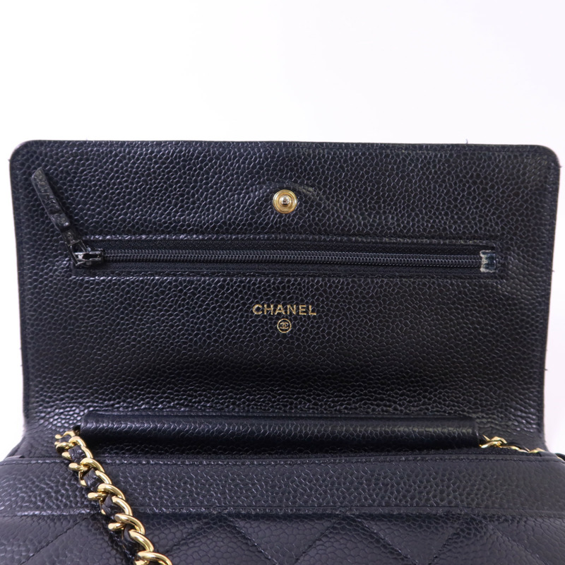 CHANEL 牛皮皮革WOC Wallet On Chain金扣鏈帶肩背袋-18