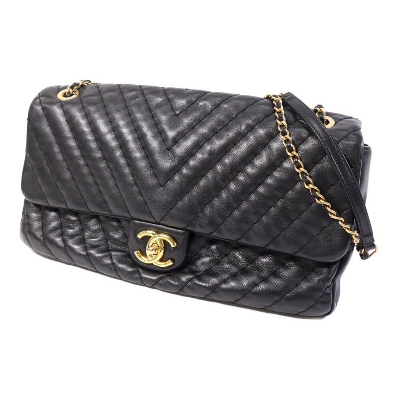 CHANEL 牛皮皮革Chain Shoulder Bag金扣鏈帶肩背袋-2