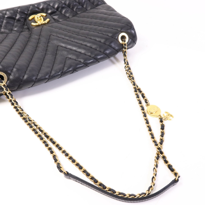 CHANEL 牛皮皮革Chain Shoulder Bag金扣鏈帶肩背袋-8