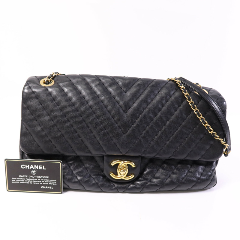 CHANEL 牛皮皮革Chain Shoulder Bag金扣鏈帶肩背袋-9