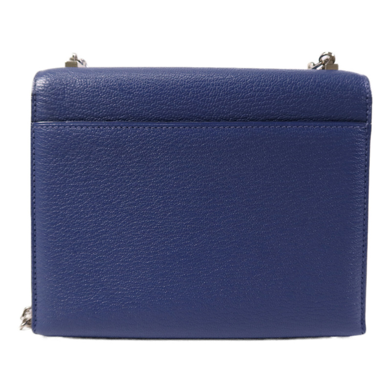 HERMES Chevre皮革Verrou Mini銀扣鏈帶肩背袋Bleu Brighton-1