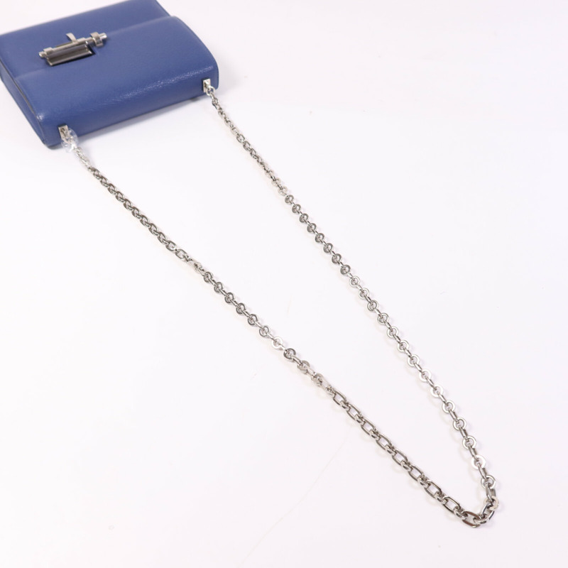HERMES Chevre皮革Verrou Mini銀扣鏈帶肩背袋Bleu Brighton-8