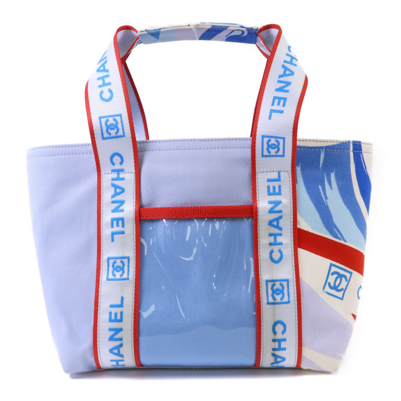CHANEL 帆布Surf Line Tote Bag銀扣手挽袋-1