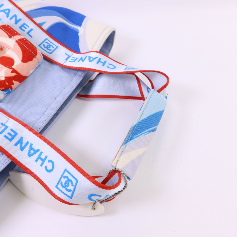 CHANEL 帆布Surf Line Tote Bag銀扣手挽袋-7