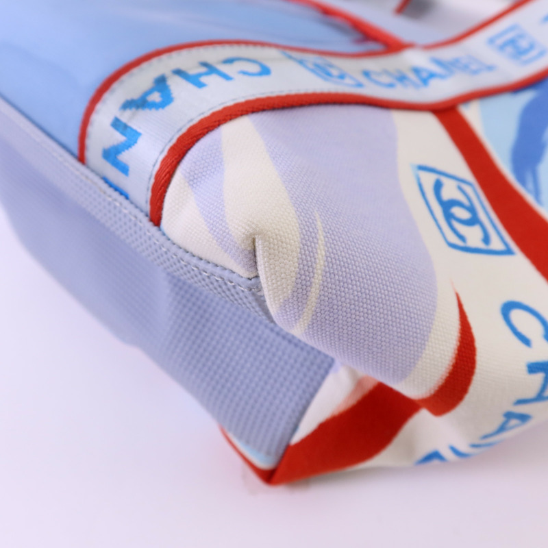 CHANEL 帆布Surf Line Tote Bag銀扣手挽袋-12