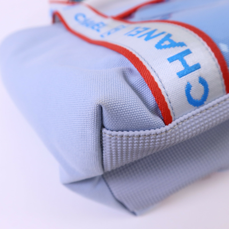 CHANEL 帆布Surf Line Tote Bag銀扣手挽袋-13