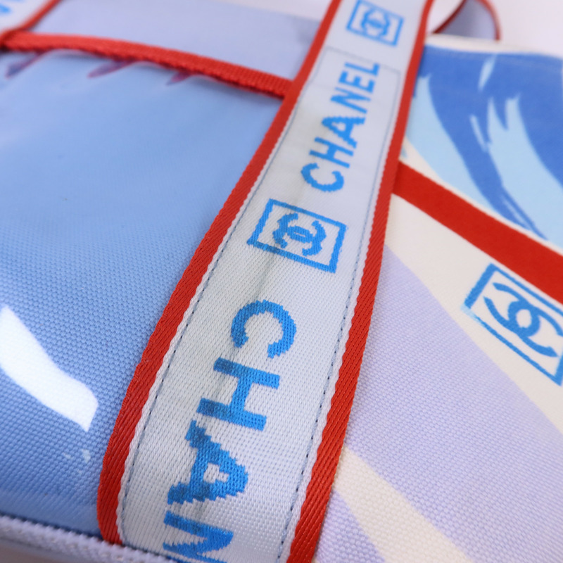 CHANEL 帆布Surf Line Tote Bag銀扣手挽袋-14