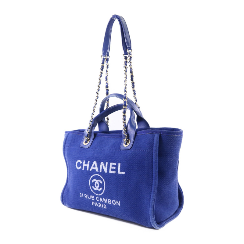 CHANEL 帆布Deauville Tote with Pouch金扣手挽肩背兩用袋-2