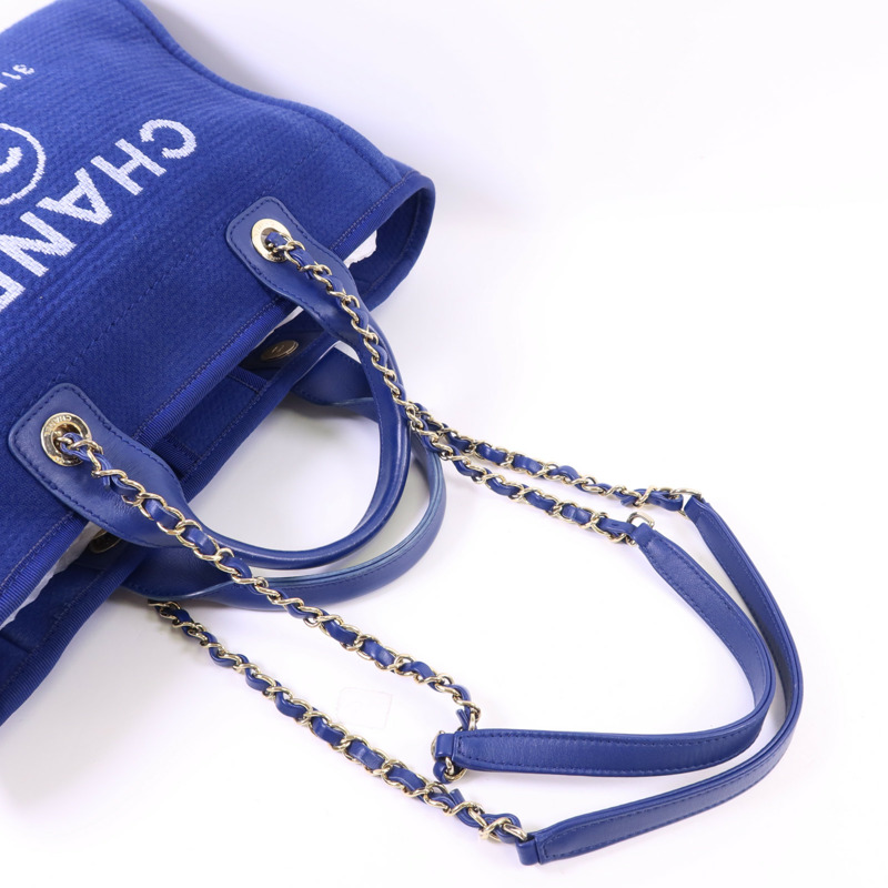 CHANEL 帆布Deauville Tote with Pouch金扣手挽肩背兩用袋-4