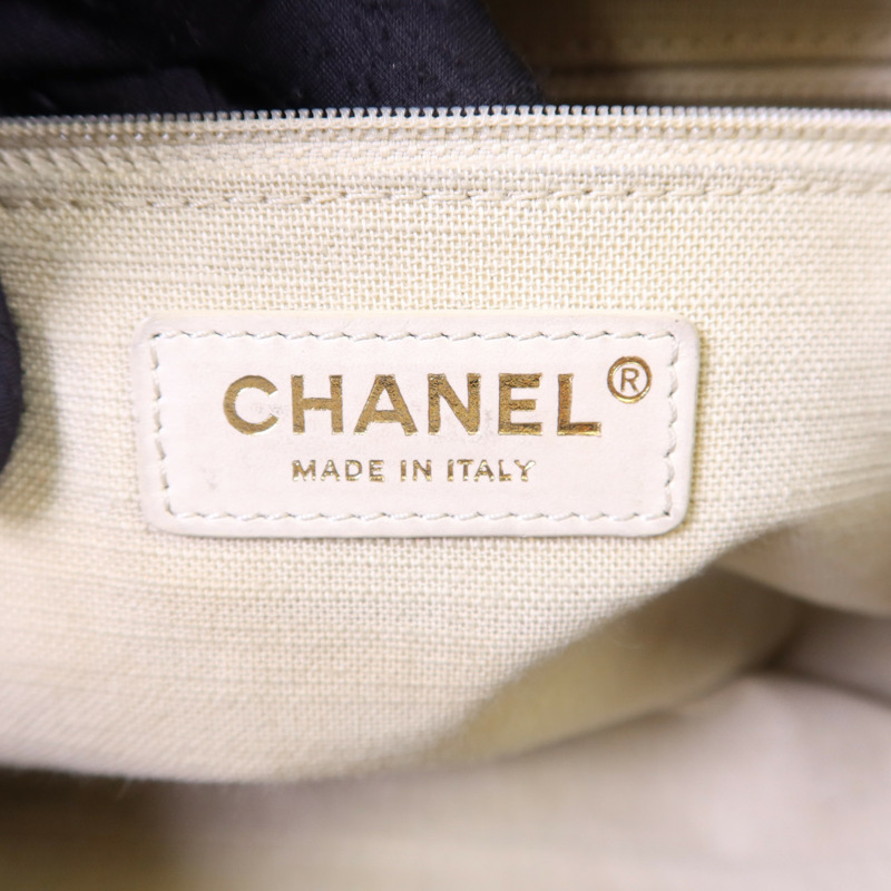 CHANEL 帆布Deauville Tote with Pouch金扣手挽肩背兩用袋-6