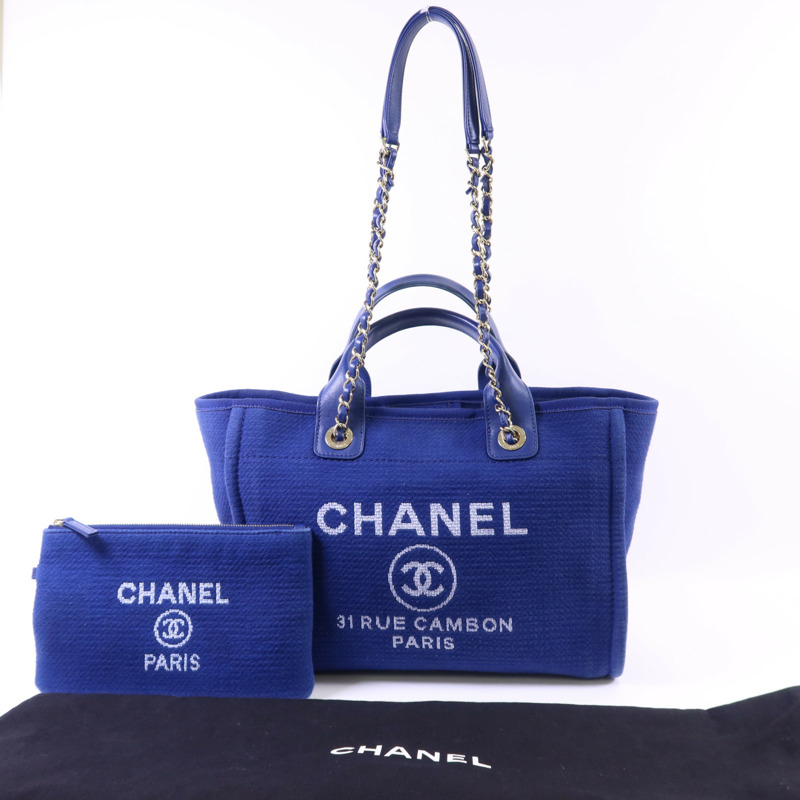 CHANEL 帆布Deauville Tote with Pouch金扣手挽肩背兩用袋-16