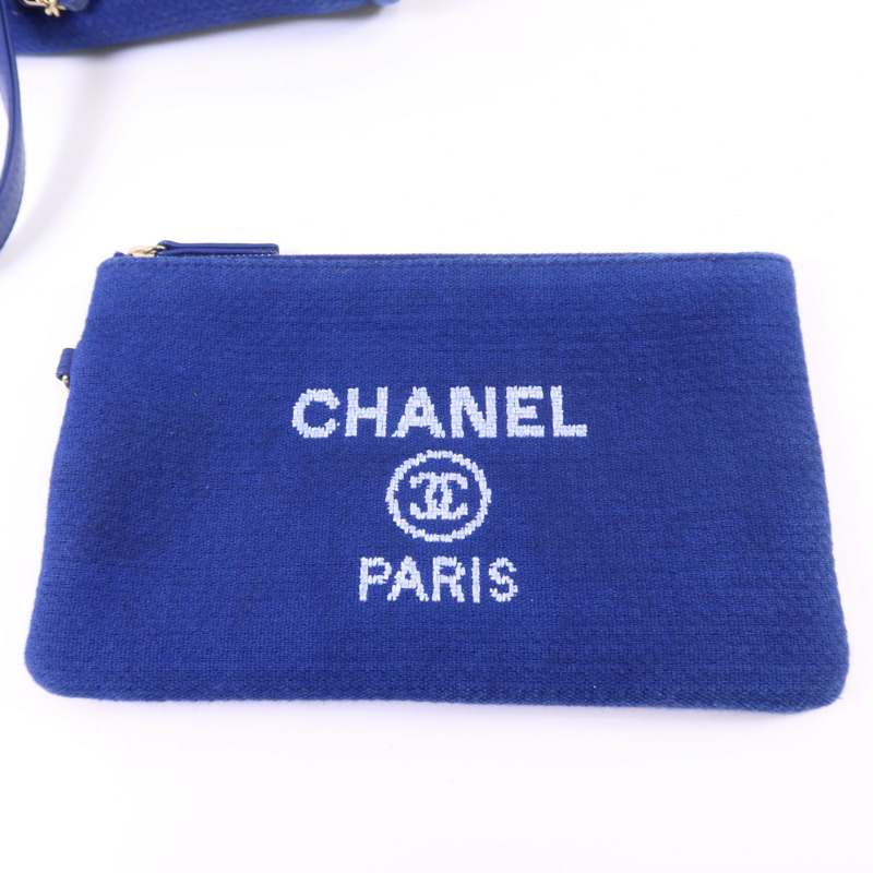 CHANEL 帆布Deauville Tote with Pouch金扣手挽肩背兩用袋-17