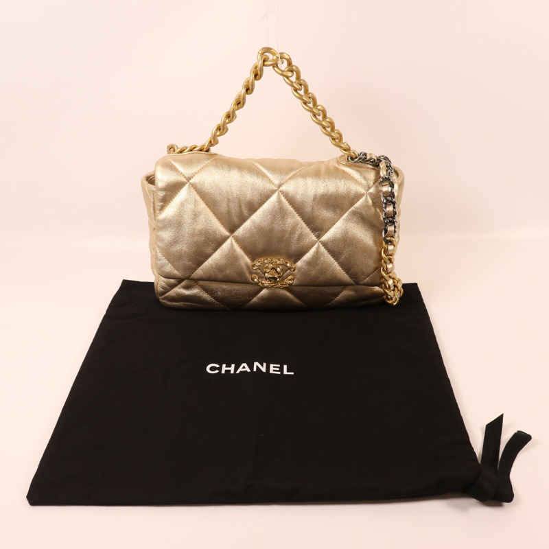 CHANEL 羊皮皮革19 Large鏈帶手挽肩背兩用袋-8