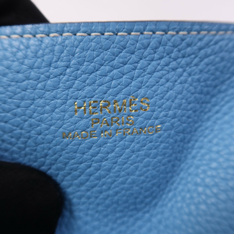 HERMES Clemence皮革Double Sens肩背袋/手挽袋Bleu Du Nord/vert Veronese-5