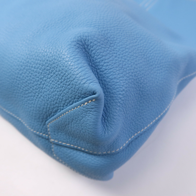 HERMES Clemence皮革Double Sens肩背袋/手挽袋Bleu Du Nord/vert Veronese-11