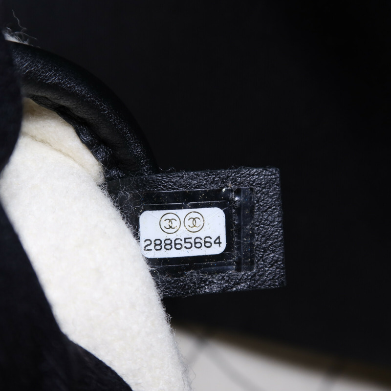 CHANEL 羊毛/皮革Deauville Tote Bag銀扣鏈帶手挽袋-6