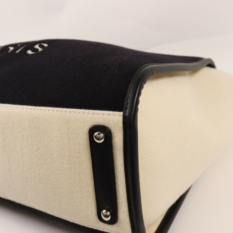 CHANEL 羊毛/皮革Deauville Tote Bag銀扣鏈帶手挽袋-11
