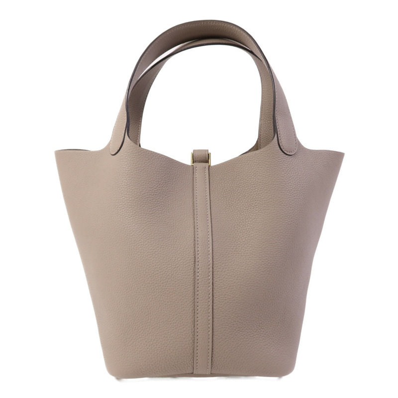 HERMES Togo皮革Picotin MM金扣手挽袋Asphalt-1