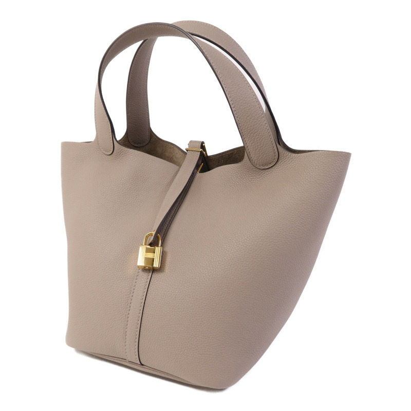 HERMES Togo皮革Picotin MM金扣手挽袋Asphalt-2