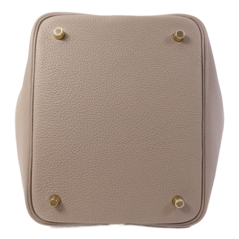 HERMES Togo皮革Picotin MM金扣手挽袋Asphalt-3