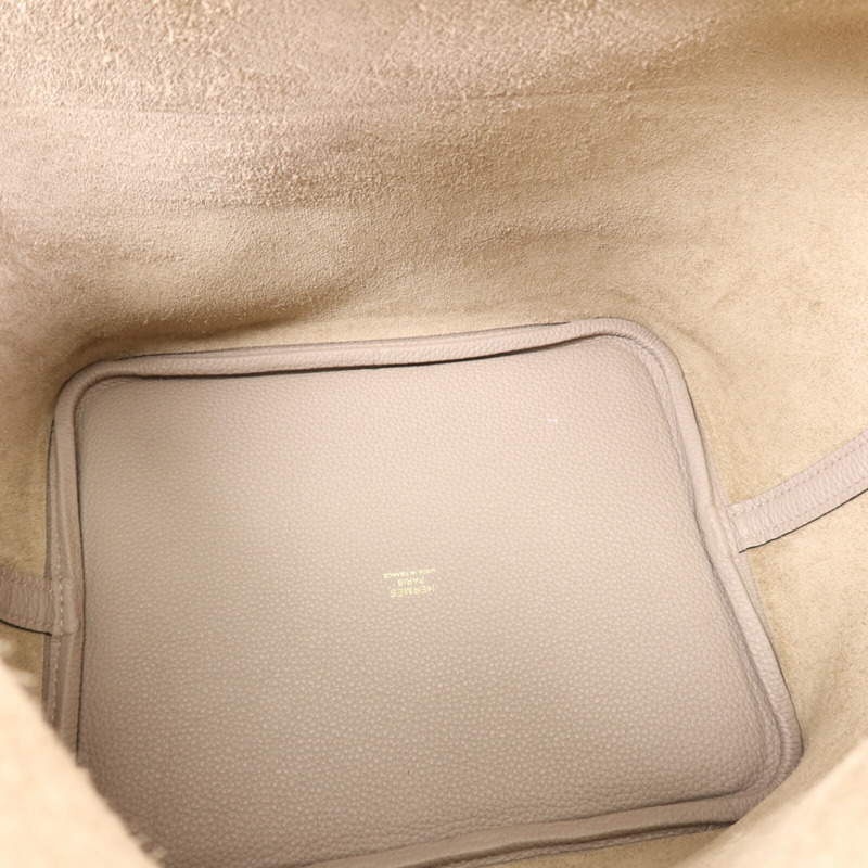 HERMES Togo皮革Picotin MM金扣手挽袋Asphalt-4