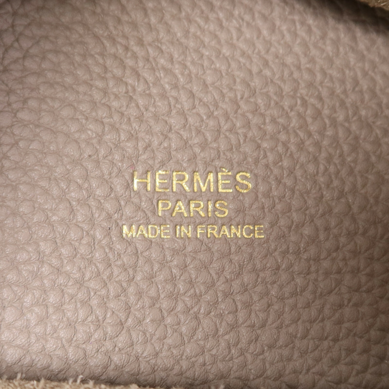HERMES Togo皮革Picotin MM金扣手挽袋Asphalt-5