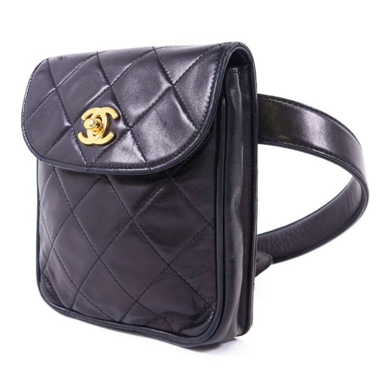 CHANEL 羊皮皮革Waist Bag金扣腰包-2