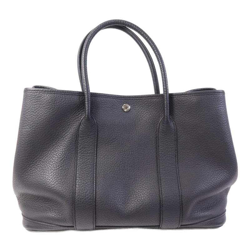 HERMES Negonda皮革Garden Party PM銀扣手挽袋Plomb-1