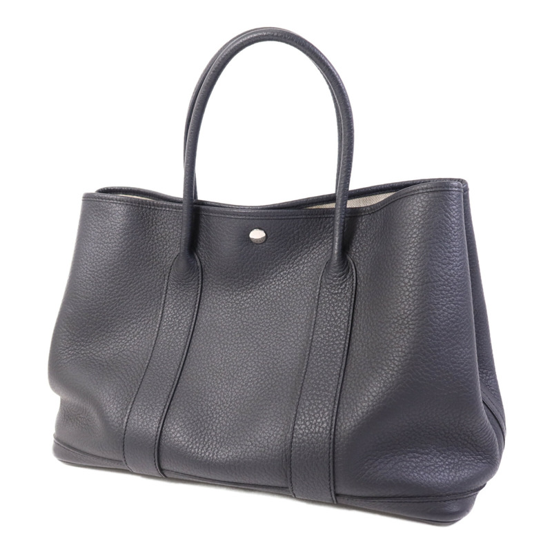 HERMES Negonda皮革Garden Party PM銀扣手挽袋Plomb-2