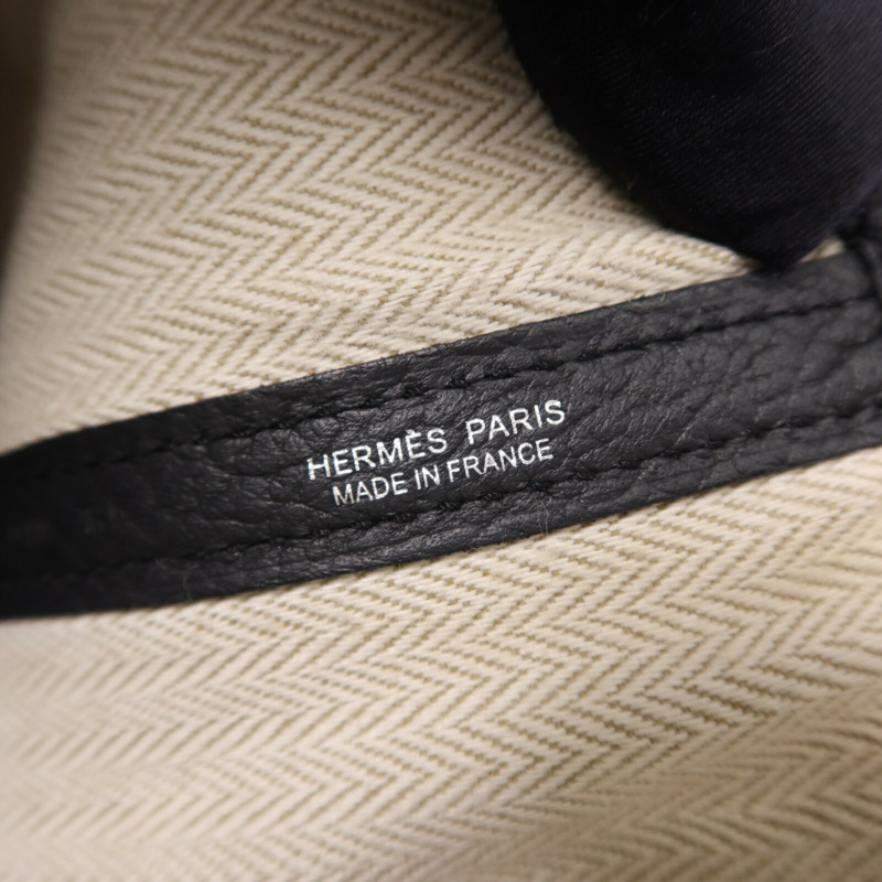 HERMES Negonda皮革Garden Party PM銀扣手挽袋Plomb-5