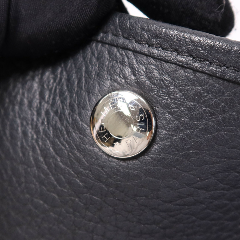 HERMES Negonda皮革Garden Party PM銀扣手挽袋Plomb-6