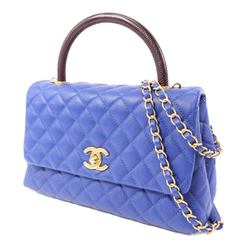 CHANEL 牛皮皮革CoCo Handle金扣鏈帶肩背袋-2