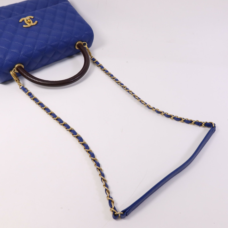 CHANEL 牛皮皮革CoCo Handle金扣鏈帶肩背袋-8