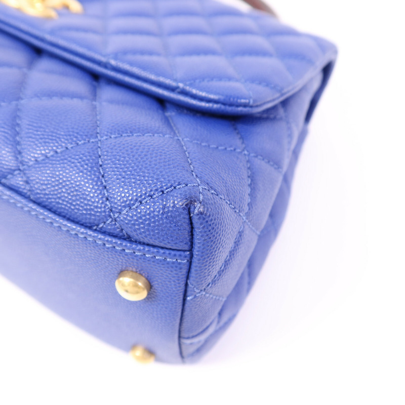 CHANEL 牛皮皮革CoCo Handle金扣鏈帶肩背袋-10