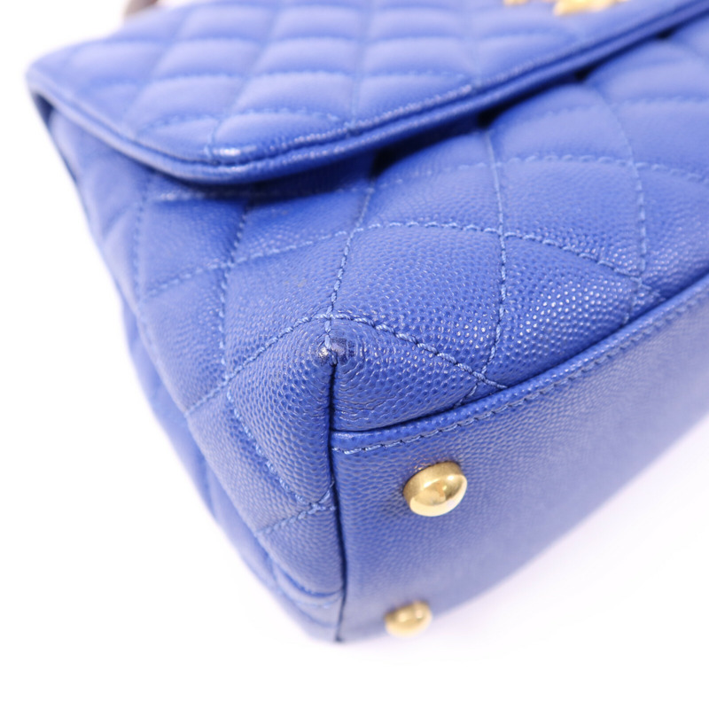 CHANEL 牛皮皮革CoCo Handle金扣鏈帶肩背袋-11