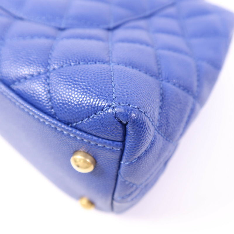 CHANEL 牛皮皮革CoCo Handle金扣鏈帶肩背袋-12