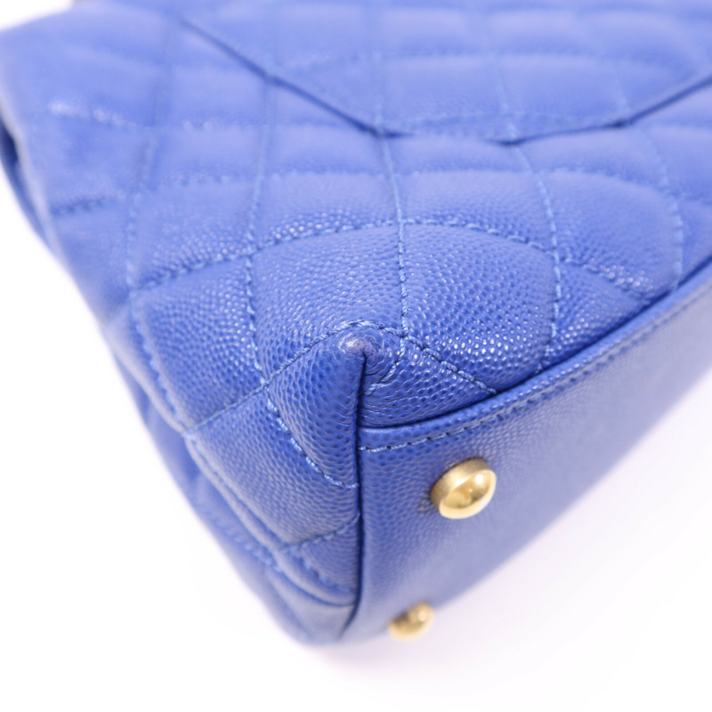 CHANEL 牛皮皮革CoCo Handle金扣鏈帶肩背袋-13