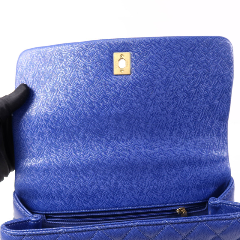 CHANEL 牛皮皮革CoCo Handle金扣鏈帶肩背袋-14