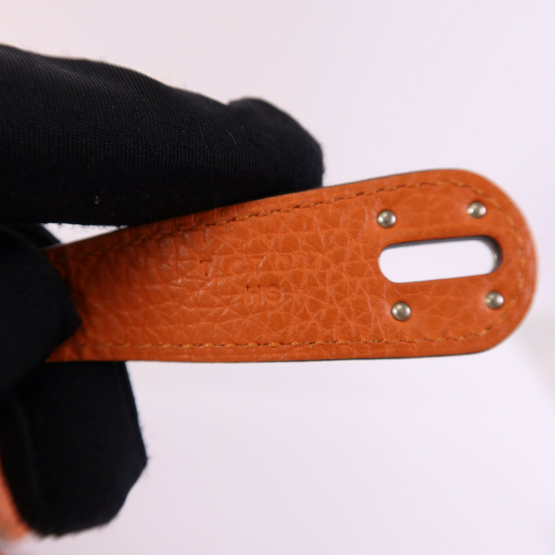 HERMES Clemence皮革Lindy 30銀扣手挽肩背兩用袋Orange-7