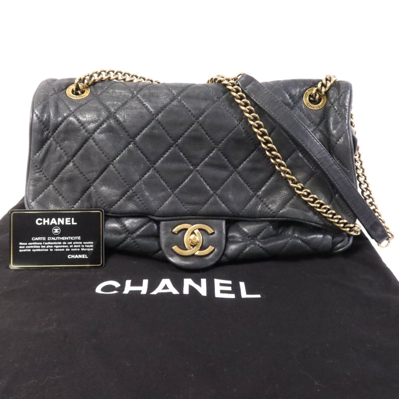 CHANEL 牛皮皮革Chain Shoulder Bag金扣鏈帶肩背袋-8